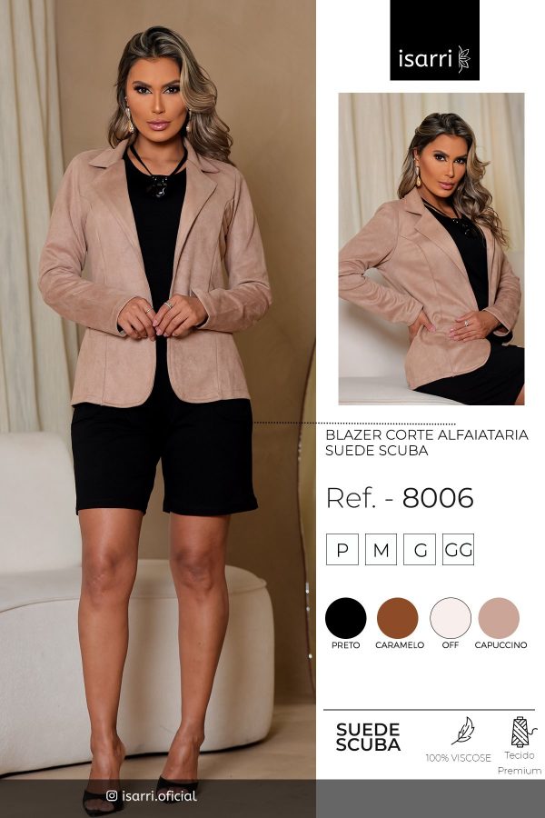 Blazer Corte Alfaiataria Suede Scuba - Imagem 6